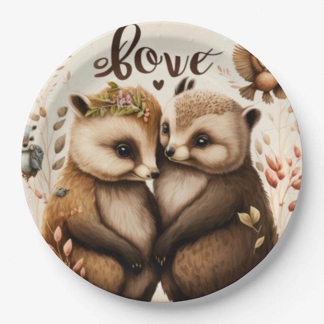  hedgehogs in love   paper plates (Front)