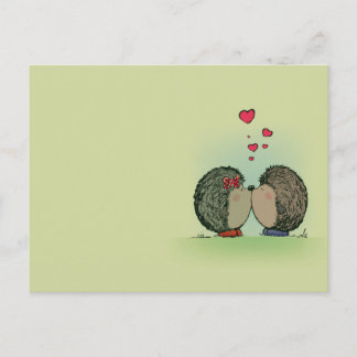 Hedgehogs in love postcard