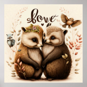 hedgehogs in love poster