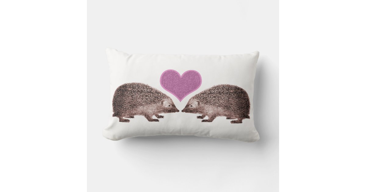 Hedgehogs in Love Valentine's Day Lumbar Pillow Zazzle