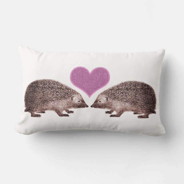 Hedgehogs in Love Valentine's Day Lumbar Pillow (Front)