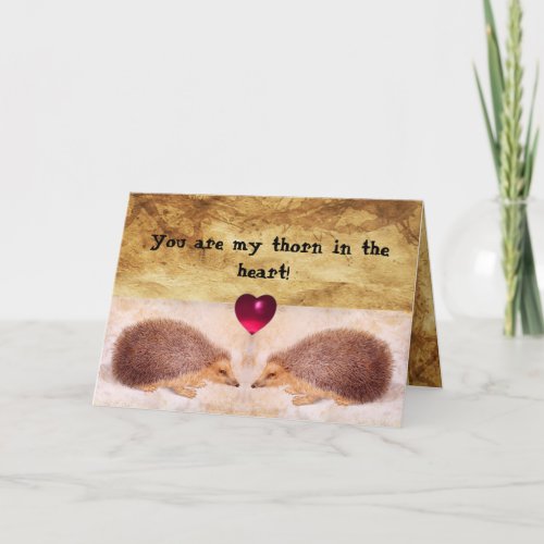 HEDGEHOGS IN LOVE Valentines Day Parchment Holiday Card