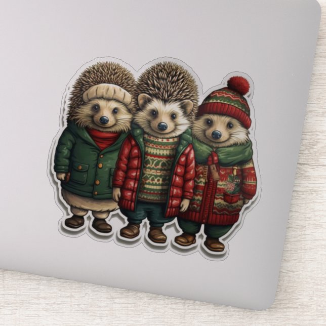 Hedgehogs in Sweaters Sticker (Detail)