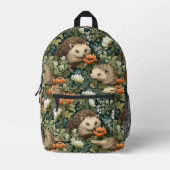 Hedgehogs in the Garden Victorian Vintage Style Printed Backpack (Front)