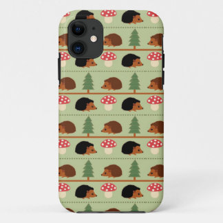Hedgehogs, Mushrooms and trees iPhone 11 Case