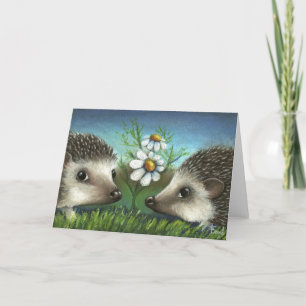 Hedgehogs on a date card