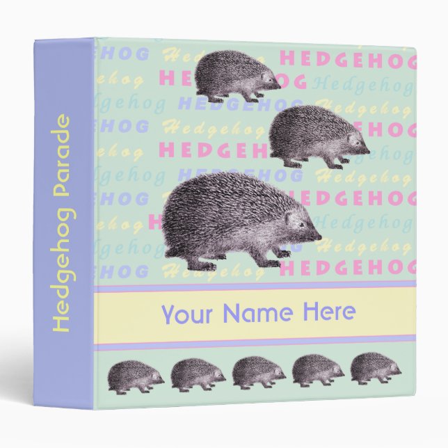 Hedgehogs on Parade Notebook Binder - Customizable (Front/Spine)