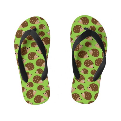 Hedgehogs seamless pattern ver3 kids flip flops