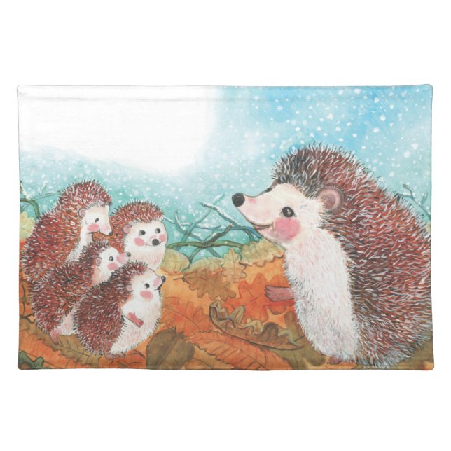 Hedgehogs talking to each other cloth placemat (Front)