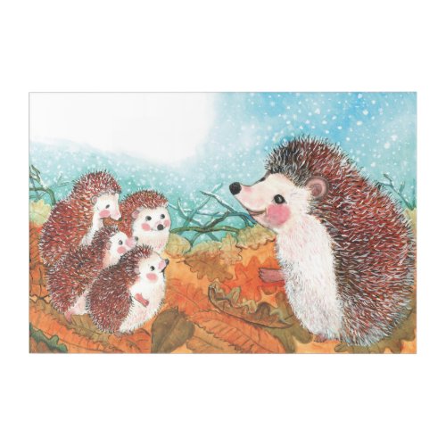 Hedgehogs talking to each other Illustration  Acrylic Print