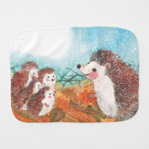 Hedgehogs talking to each other Illustration Baby Burp Cloth