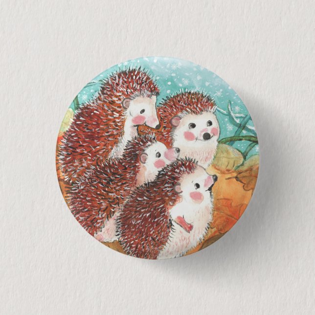Hedgehogs talking to each other Illustration   Button (Front)
