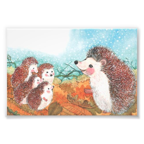 Hedgehogs talking to each other Illustration   Photo Print
