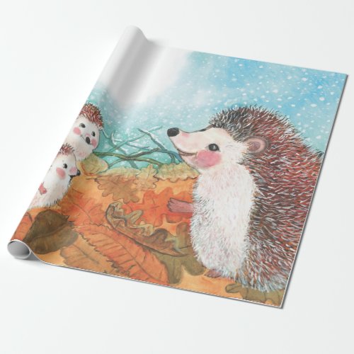 Hedgehogs talking to each other Illustration  Wrapping Paper