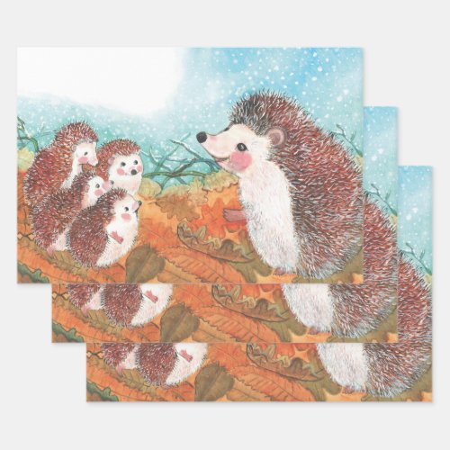 Hedgehogs talking to each other Illustration  Wrapping Paper Sheets