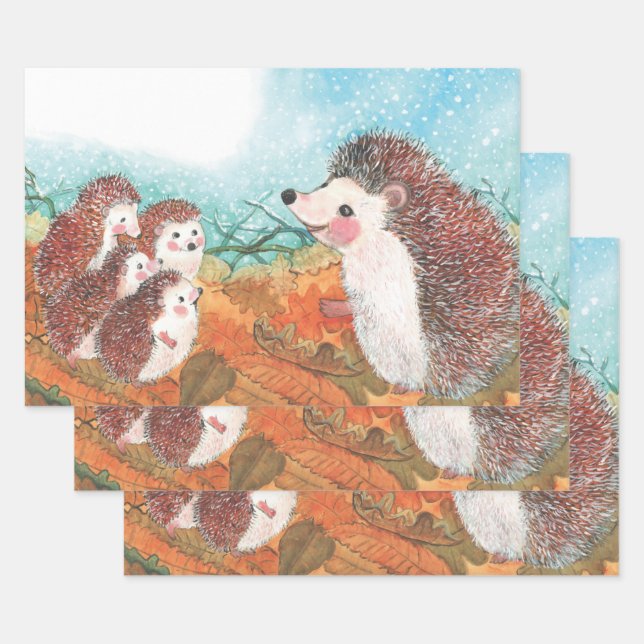 Hedgehogs talking to each other Illustration  Wrapping Paper Sheets (Set)