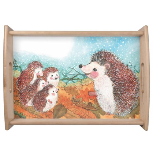 Hedgehogs talking to each other serving tray