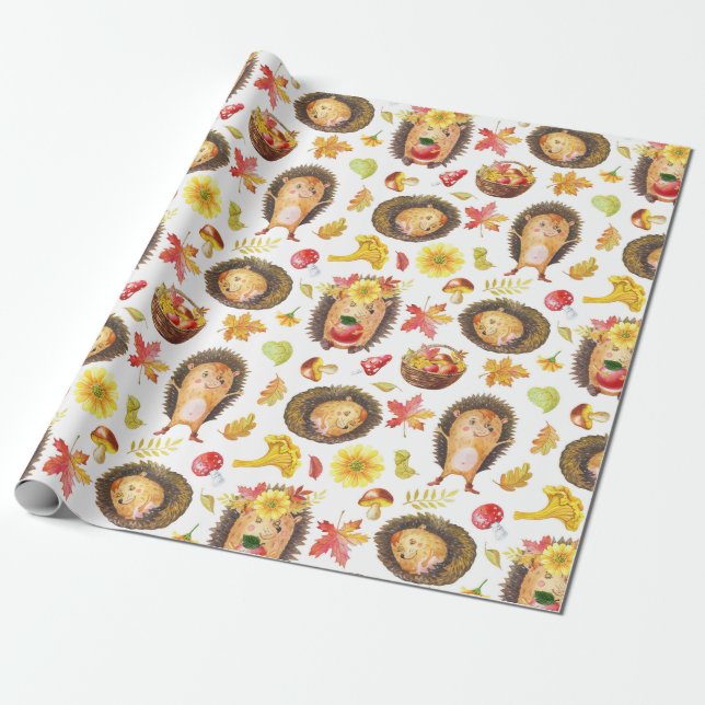 Hedgehogs Wrapping Paper (Unrolled)