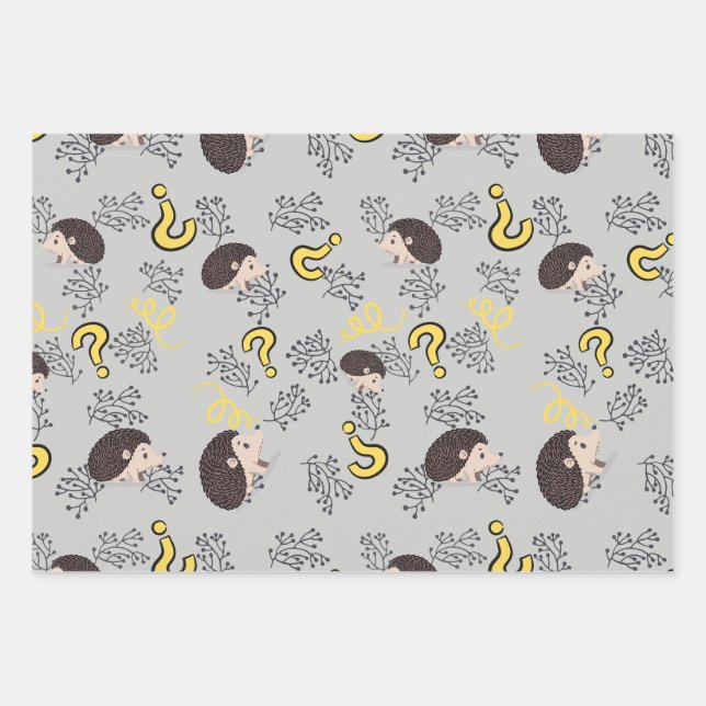 hedgehogs wrapping paper sheets (Front)