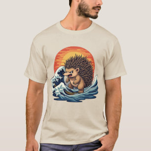 Hedgehogzilla Wave - Vintage Japanese Art Hedgehog T-Shirt