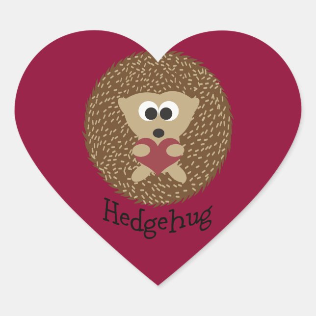 Hedgehug Cute Hedgehog Holding a Heart Sticker (Front)