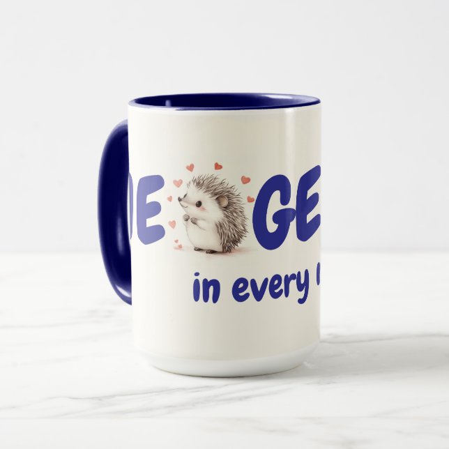 Hedgehugs! 15oz, Cute Custom Hedgehog Coffee  Mug (Front Left)