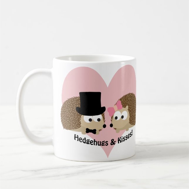 Hedgehugs and Kisses Hedgehog Couple Coffee Mug (Left)