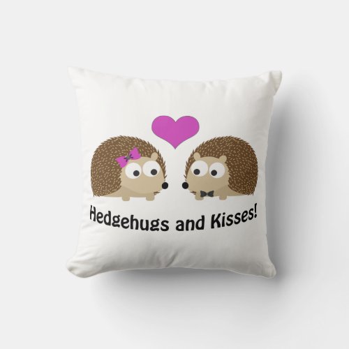 Hedgehugs and Kisses Hedgehog Love Throw Pillow