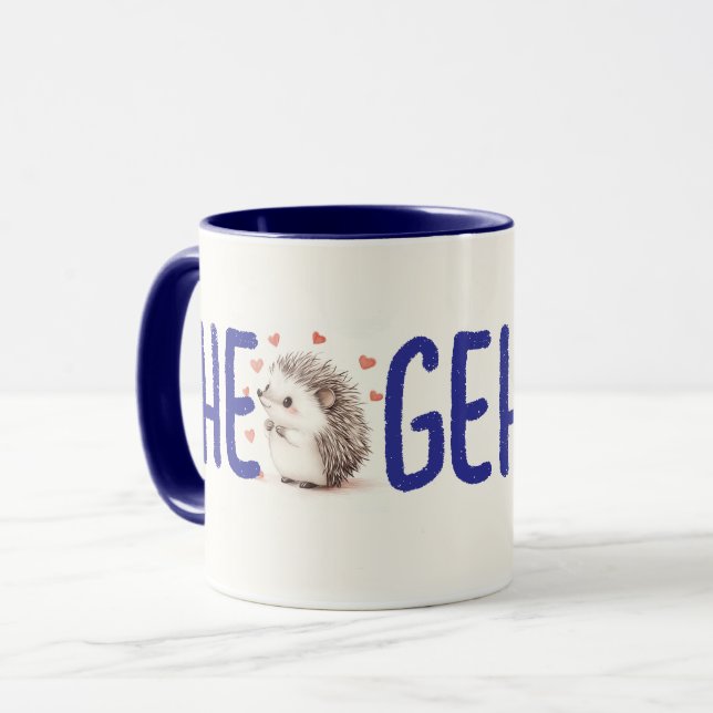 Hedgehugs! Cute Hedgehog Coffee Mug, Tea Mug (Front Left)