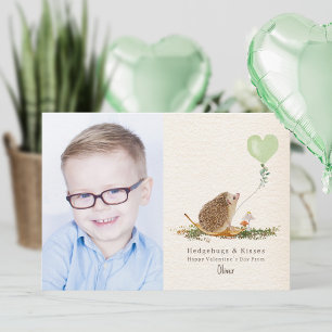 Hedgehugs Kisses Green Balloon Hedgehog Valentine Card