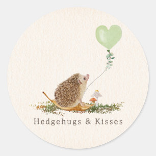 Hedgehugs & Kisses Hedgehog Classroom Valentine Classic Round Sticker