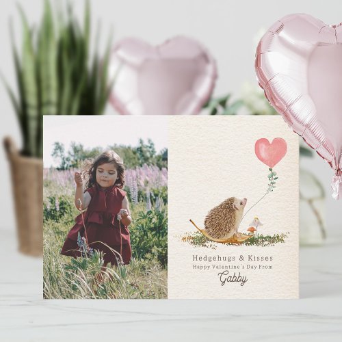 Hedgehugs Kisses Pink Balloon Hedgehog Valentine Card