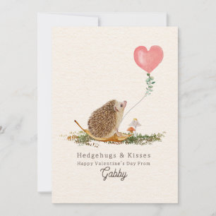 Hedgehugs Kisses Pink Photo Hedgehog Valentine Card
