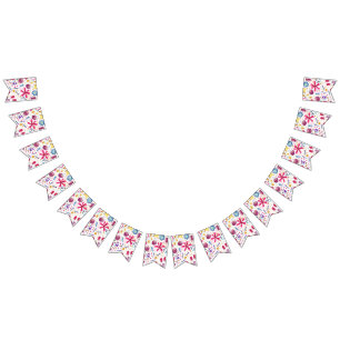 Hedgerow Flowers Watercolor Bunting Flags