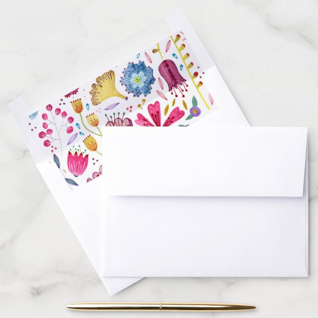 Hedgerow Flowers Watercolor Envelope Liner (Desk)