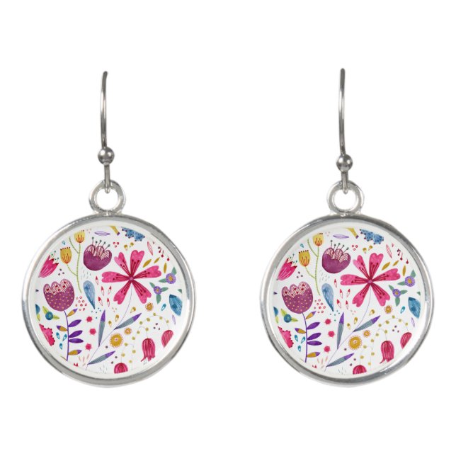 Hedgerow Flowers Watercolor Keepsake Earrings (Front)