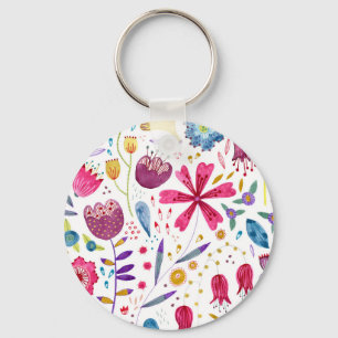 Hedgerow Flowers Watercolor Keychain