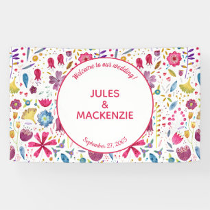 Hedgerow Wild Flowers Watercolor Wedding Banner