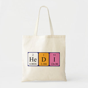 Hedi periodic table name tote bag