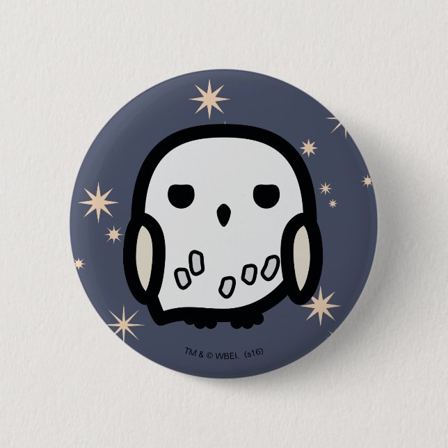 Hedwig Cartoon Character Art Button (Front)