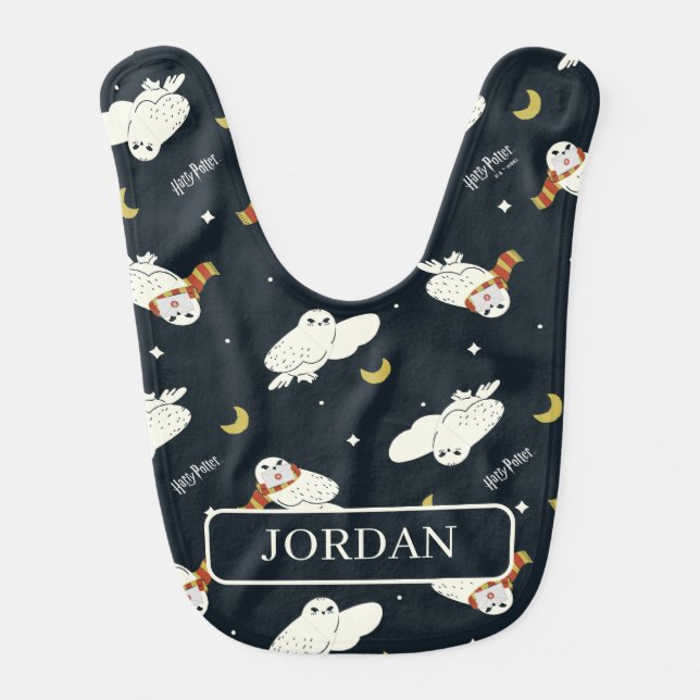 Hedwig Nighttime Moonlight Pattern Baby Bib (Front)