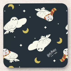 Hedwig Nighttime Moonlight Pattern Beverage Coaster