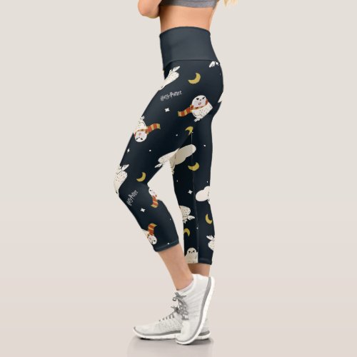 Hedwig Nighttime Moonlight Pattern Capri Leggings