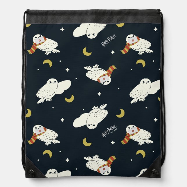 Hedwig Nighttime Moonlight Pattern Drawstring Bag (Front)