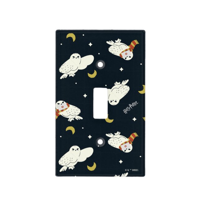 Hedwig Nighttime Moonlight Pattern Light Switch Cover (Front)