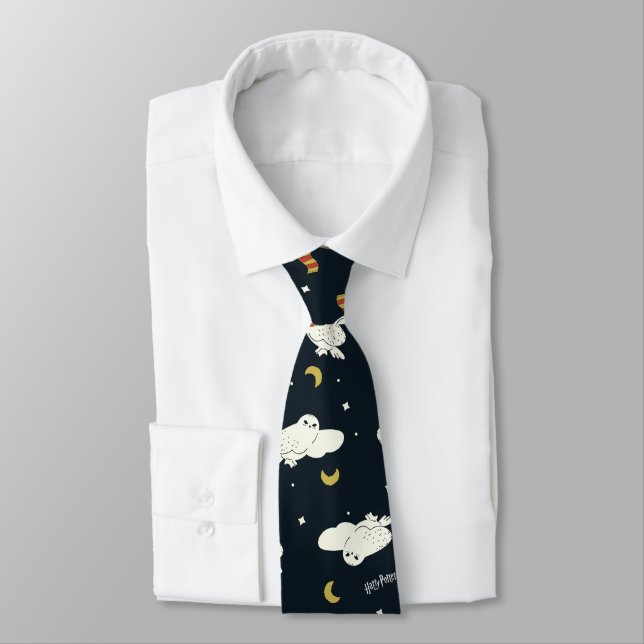 Hedwig Nighttime Moonlight Pattern Neck Tie (Tied)