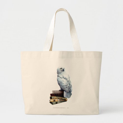 Hedwig on books large tote bag