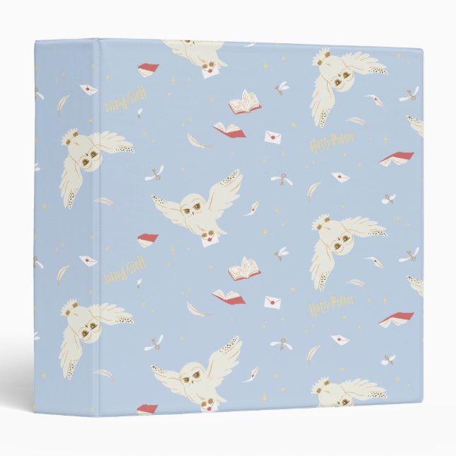 Hedwig Owl Post Letters and Books Pattern 3 Ring Binder (Front/Spine)