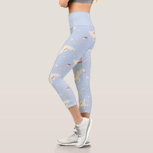 Hedwig Owl Post Letters and Books Pattern Capri Leggings
