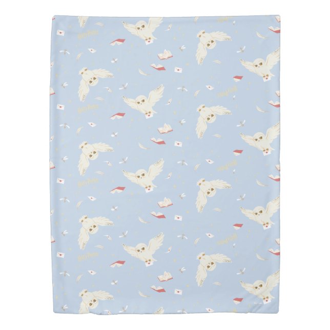 Hedwig Owl Post Letters and Books Pattern Duvet Cover (Front)